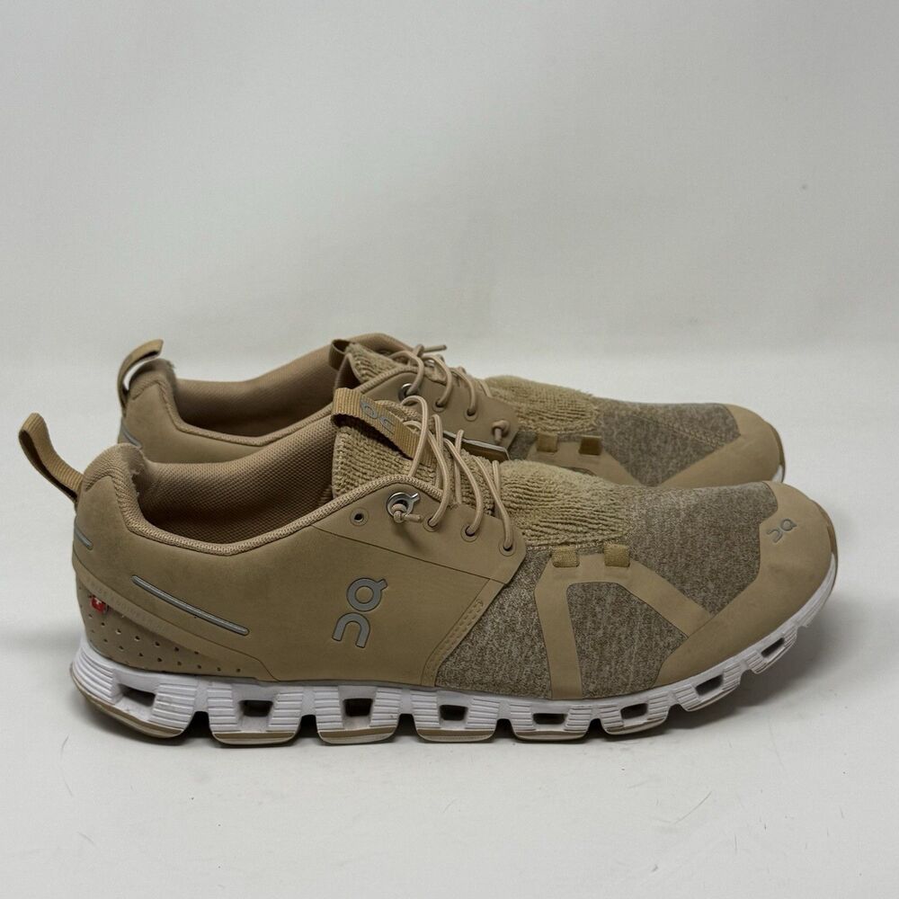 On Cloud 5 Terry Running Shoes Womens 10.5 Beige Brown Lightweight Speed Laces